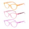 Dolarosey Reading Glasses 3 Pack Cat Eye Mixed Color Womens Clear Vision Readers Orange, Purple, Pink (1.5) view 1