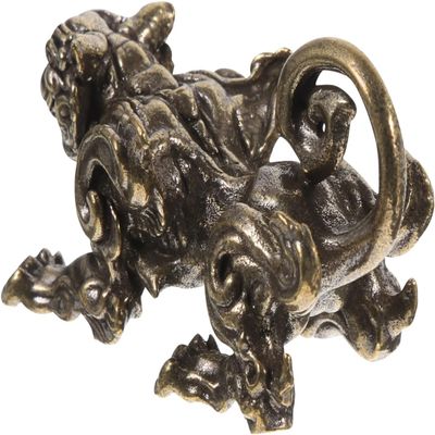 Brass Unicorn Ornament Golden Wealth Decor Figurines Decor Prosperity Statue Brass Kylin Statue Asian Decor Brass Adornment Desktop Decor Brass Craft Ornament Vintage Crafts