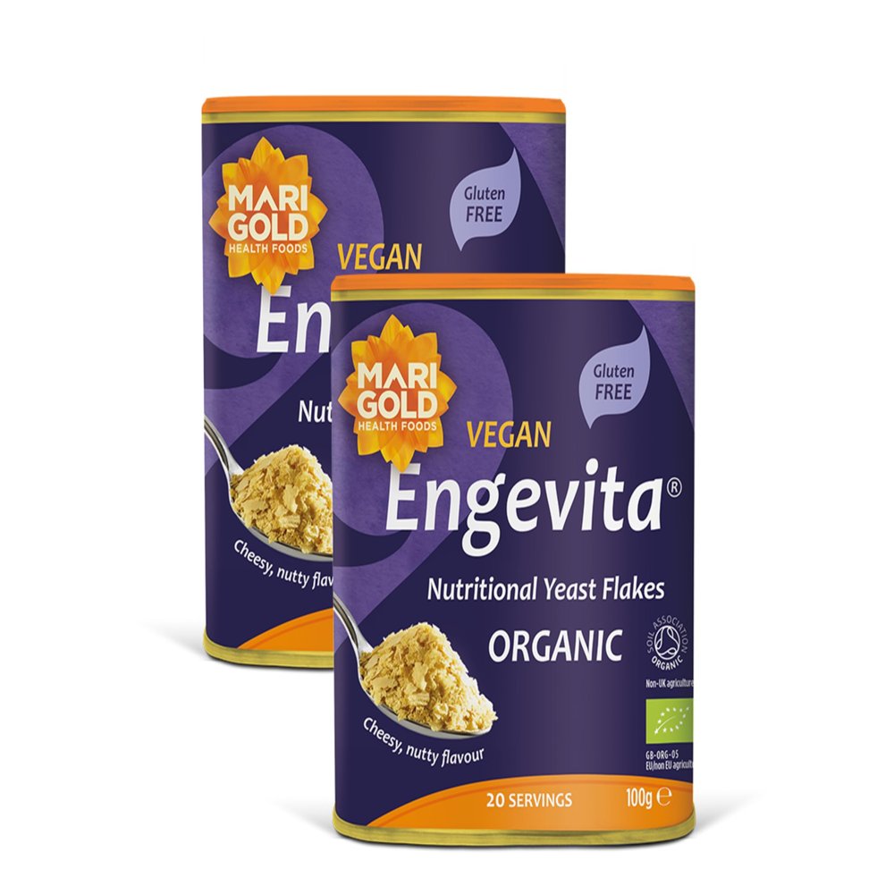 Marigold Organic Engevita Nutritional Yeast Flakes, 100g (Pack of 2)  Vegan, Gluten-Free, Organic, High in Protein & Fibre, Plant-Based Cheese Flavour