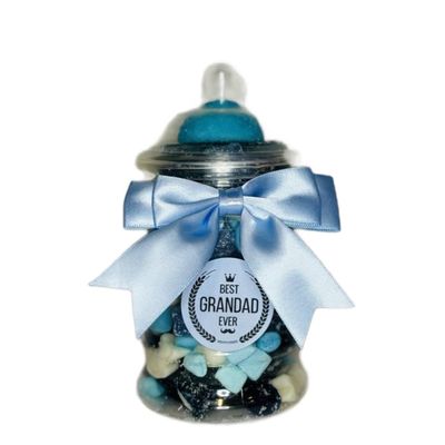 Best Grandad Ever Filled Blue Pick N Mix Gummy Sweet Victorian Jar Gift Present 380ml gift