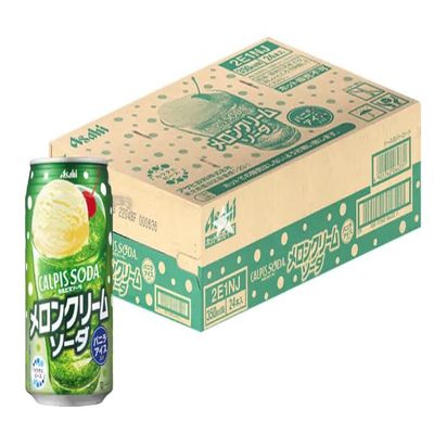 ASAHI CALPIS SODA Melon Cream Soda Japanese Canned Soft Drinks 350ml (Box of 24)