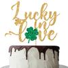 Lucky in Love Cake Topper for St Patrick's Day Party Decorations, St. Patrick's Day Baby Shower Cake Decorations, Bridal Shower, Engagement, Wedding, Anniversary Party Decorations Gold Glitter view 1