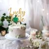 Lucky in Love Cake Topper for St Patrick's Day Party Decorations, St. Patrick's Day Baby Shower Cake Decorations, Bridal Shower, Engagement, Wedding, Anniversary Party Decorations Gold Glitter view 2