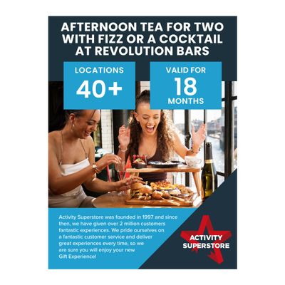 Activity Superstore Afternoon Tea for Two with drink at Revolution Bars