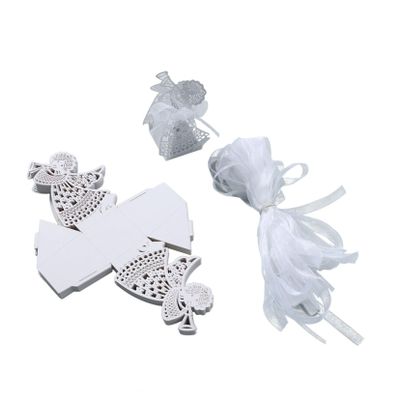 TEHAUX 50pcs Wedding Favor Boxes Cartoon Girl Hollow Out Craft Paper Box for Candy Sweets and Design for Parties and Showers Easy Assembly Required