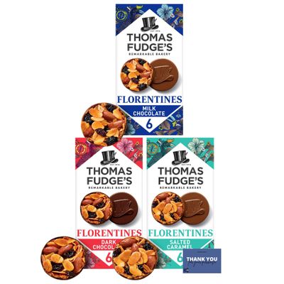 Cc1st Customers Come 1st Thomas Fudge's Florentines Trio - Milk Chocolate, Salted Caramel, Dark Chocolate