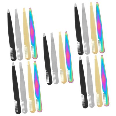 Mipcase 5sets Eyebrow Tweezers for Women Professional Tweezers Comfortable Handle Perfect for Women Men Facial Hair Easy to Use 4pcs*5