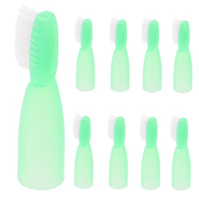 GLEAVI 10pcs Soft Finger Protective Prison Toothbrush Set Short Handle Portable Wear-Resistant Oral Cleaning Brush for Self- Prevention Light Green
