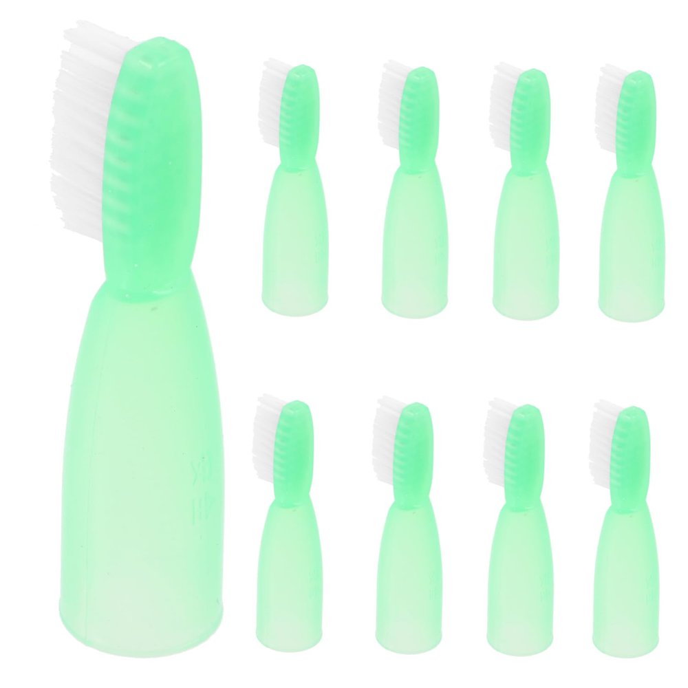 GLEAVI 10pcs Soft Finger Protective Prison Toothbrush Set Short Handle Portable Wear-Resistant Oral Cleaning Brush for Self- Prevention Light Green