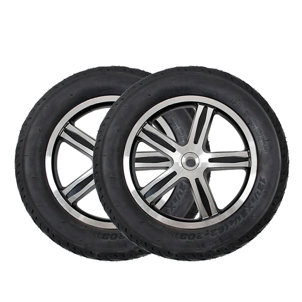 1 Pair 12x2 Wheelchair Tires, Pneumatic/Solid Polyurethane Electric Wheelchair Rear Wheels Assembly with 5/8" (17mm) Bearing and Aluminum Rim (Size : 12x2A)