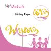 MINUET MINUTE Warrior Cake Topper, Breast Cancer Awareness, Pink & Gold Glitter, 1 Piece view 3