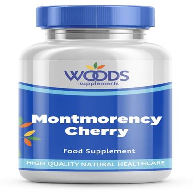 Montmorency Cherry (120 Capsules) from Woods Supplements | 435mg Montmorency Extract per Capsule | Source of Vitamins A & C | Bursting with Antioxidants | Suitable for Vegetarians & Vegans
