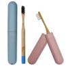 2 Wheatstraw Toothbrush Cases & 2 Bamboo Toothbrushes ~ Bulk Pack Medium Bristles (Blue & Pink) view 1