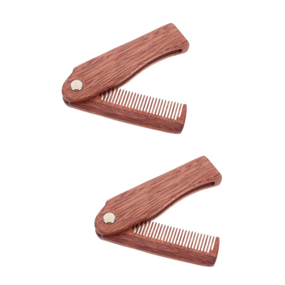 Angoily 2pcs Wooden Mustache Comb Portable Pocket Comb for Beard Supply Household Beard for Mens Hair Care and Styling