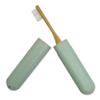 2 Wheatstraw Toothbrush Cases & 2 Bamboo Toothbrushes ~ Bulk Pack Medium Bristles (Green & White) view 3