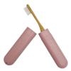 2 Wheatstraw Toothbrush Cases & 2 Bamboo Toothbrushes ~ Bulk Pack Medium Bristles (Pink & White) view 3