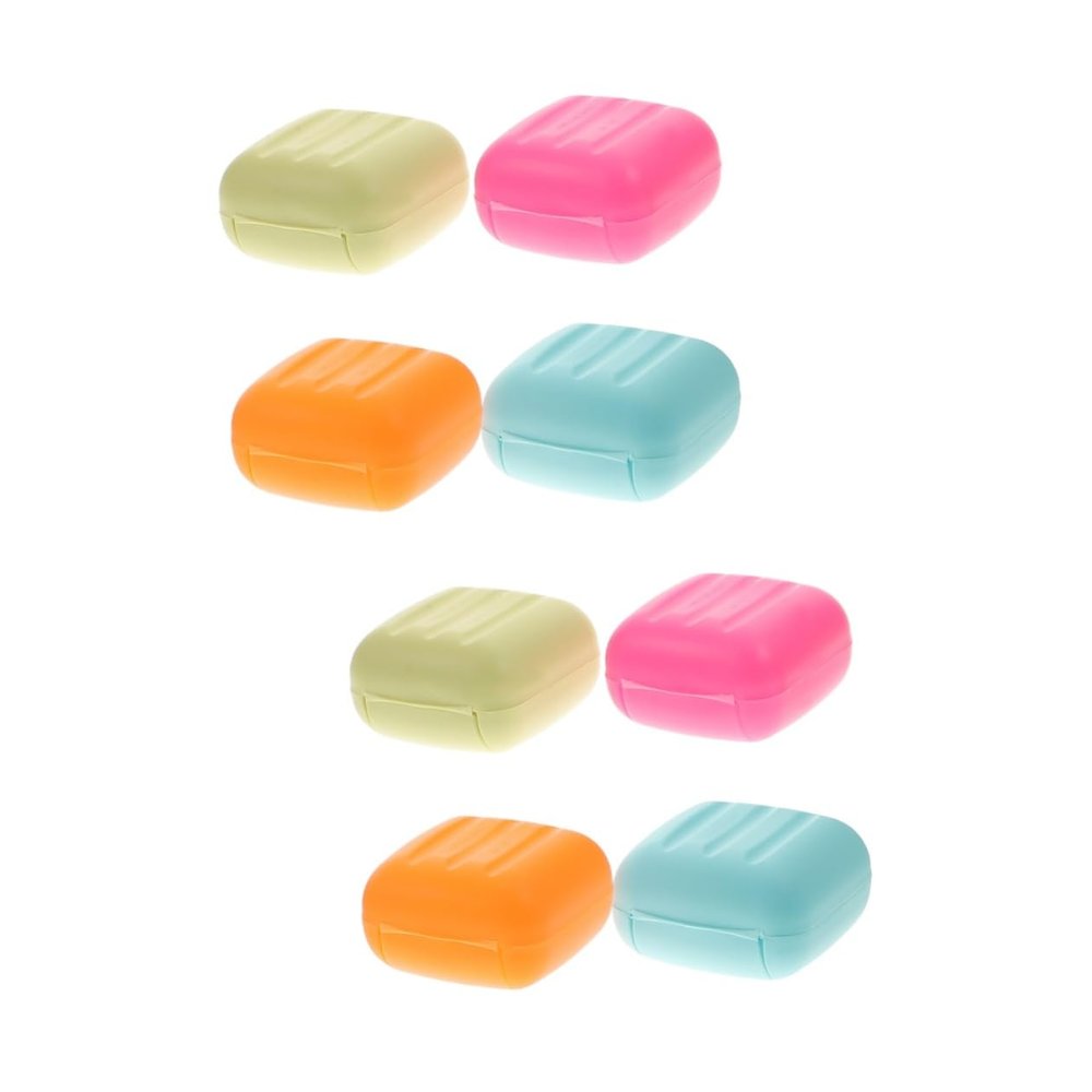 Angoily 8pcs Soap Box Travel Sealed Portable Holder Household Soap Dish Case Container for Camping Gym Small Rosy