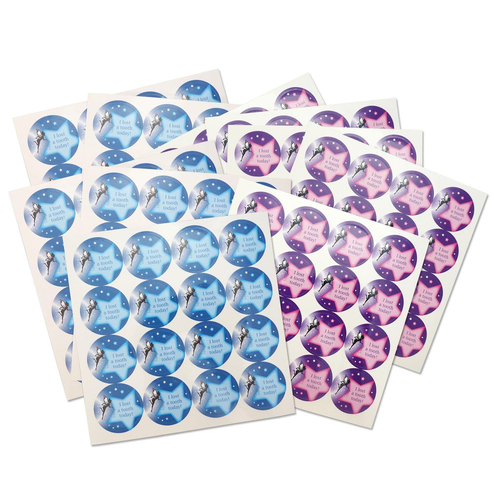 Children's Tooth Fairy Stickers (Set of 80) Reward for Girls or Boys who Lost a Tooth (Blue & Purple (2 Packs of 80))