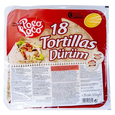 10" Poco Loco Flour Tortillas 6 x 18 Case / Mexican Wheat Flour Tortilla Wraps for Burritos, Flexible Large Wraps