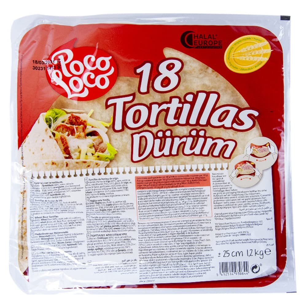 10" Poco Loco Flour Tortillas 6 x 18 Case / Mexican Wheat Flour Tortilla Wraps for Burritos, Flexible Large Wraps