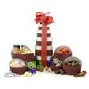 Chocolate & Nuts Hamper in 6 x Re-Usable Burgundy Gift Boxes with Silver Lids - Chocolate Gift Hamper view 1