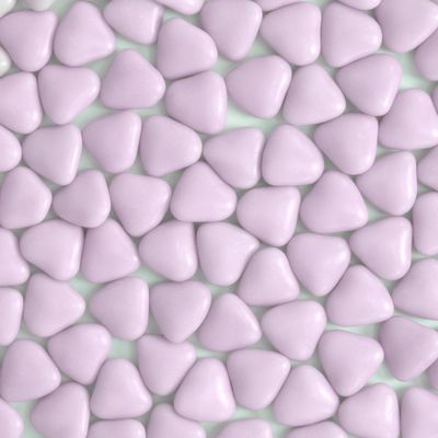 Chocolate Mini Dragees - MINI Heart Shaped Sugar Coated Confectionery - Lilac - For Wedding Favours and Baby Showers - Pack of 500 Hearts (500 Grams)