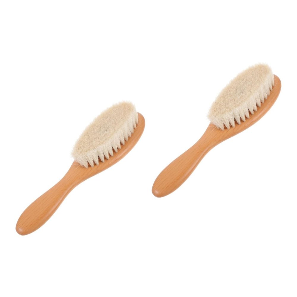 Didiseaon 2pcs Dense Wool Beard Brush Curved Handle for Mustache Styling for Men Face Cleaning Routine at Home Barber Shop