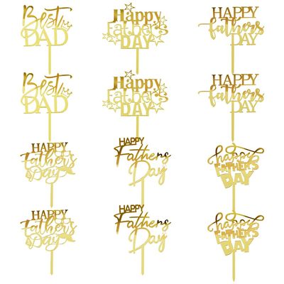 Bekaterea 12PCS Happy Father's Day Cake Toppers,Acrylic Cupcake ToppersDad Birthday Themed DecorationFather's Party Decoration supplies (acrylic12)