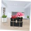 TEHAUX 4pcs Portable Handbag Rectangular Bouquet Wrapping Bag Metal Handle Multipurpose Storage Black Paper Flower Packaging Reusable Baggies for Weddings and Events view 4