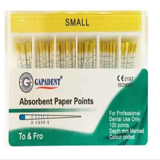 Absorbent Paper Points Small Yellow 100 pcs