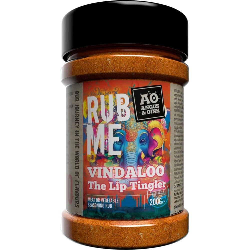 Angus & Oink Vindaloo The Lip Tingler Indian Extra Spicy Seasoning Rub 200g Nut Free, Ideal for Meat or Vegetable,Medium