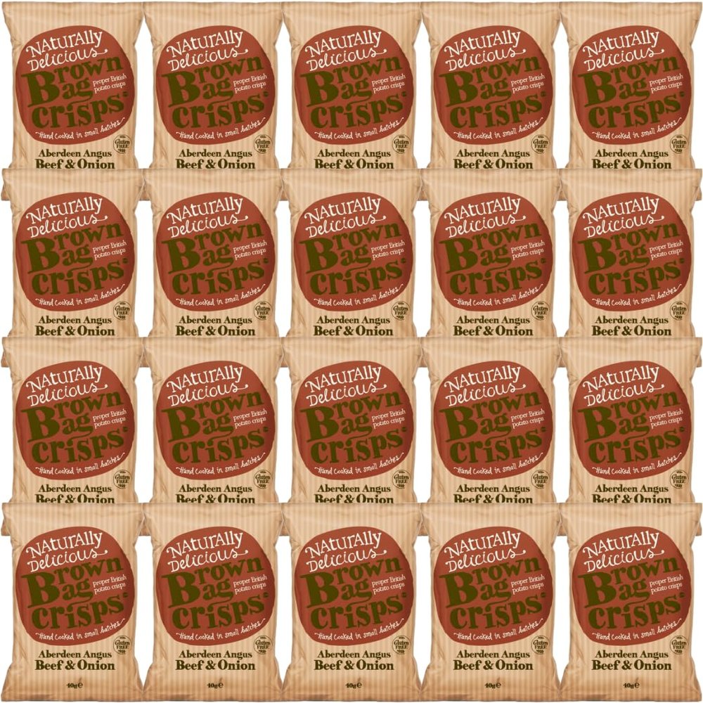 Brown Bag Aberdeen Angus Beef & Onion Crisps 20 x 40gm