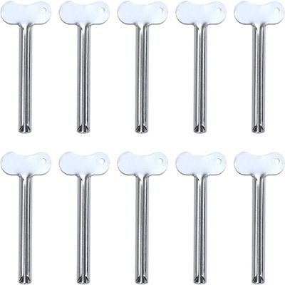 10 Pcs Toothpaste Squeezer,Stainless Steel Toothpaste Tube Squeezers, Metal Toothpaste Dispenser Squeezers for Bathroom (Silver)