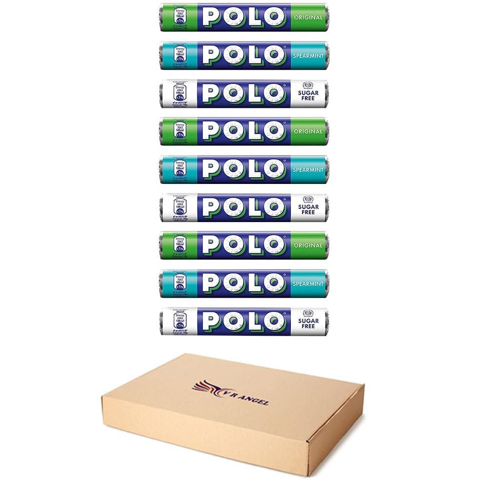 9 x Polo Rolls Mints Tubes 3 Different Flavor Sweets, 3 x Spearmint Mints 34g, 3 x Original Mints 34g, 3 x Sugar Free Mints 33.3g