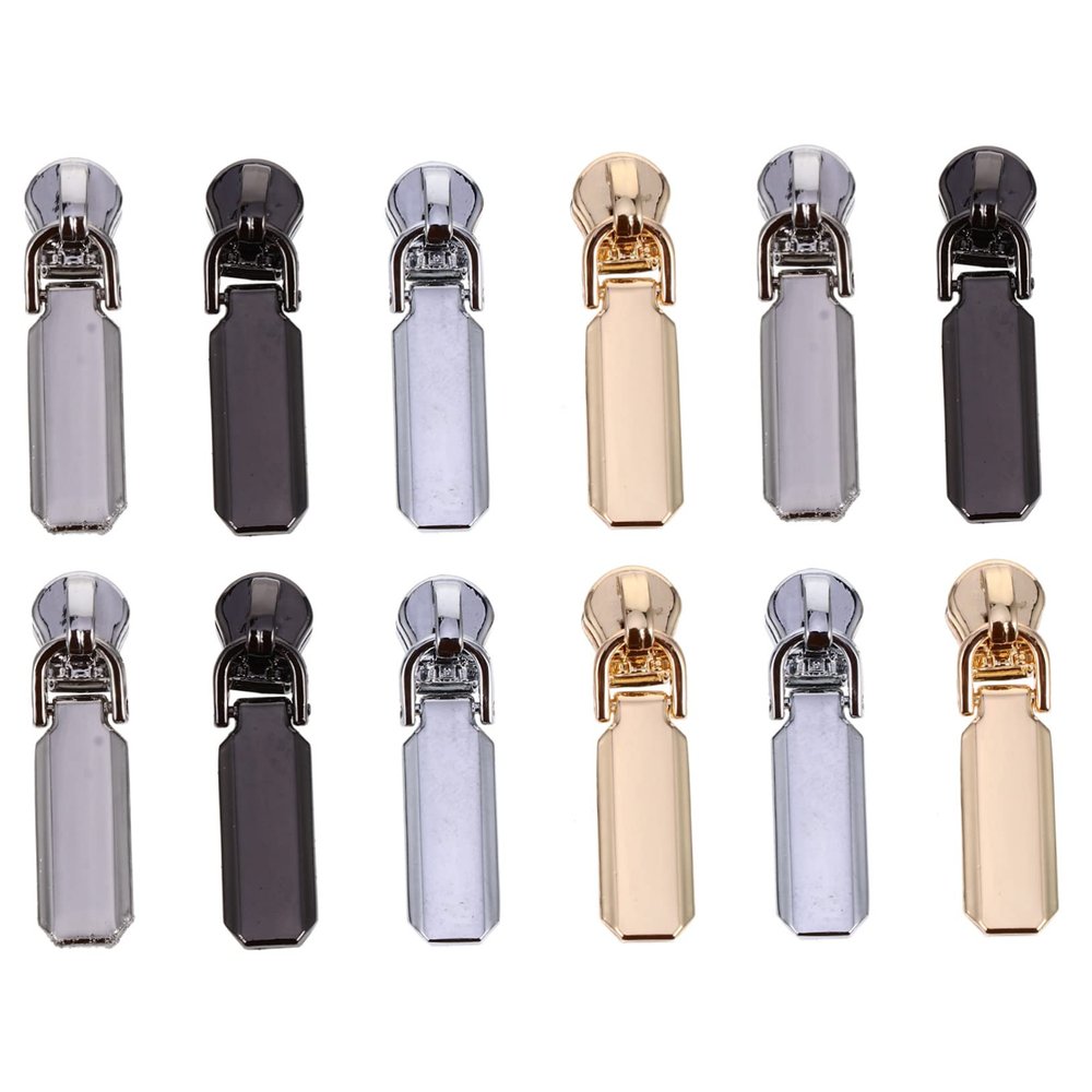 NUOBESTY 12pcs Metal Zipper Head Pull Tab for Bag Clothing Garment Coat Zipper Supply Accessory