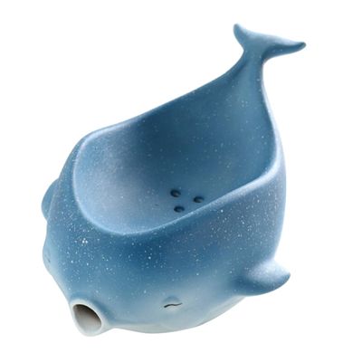 CAXUSD Whale Soap Dish Ceramic Draining Holder Adorable Whale Shape Soap Tray for Bathroom Kitchen Sink Countertop