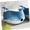 CAXUSD Whale Soap Dish Ceramic Draining Holder Adorable Whale Shape Soap Tray for Bathroom Kitchen Sink Countertop view 2