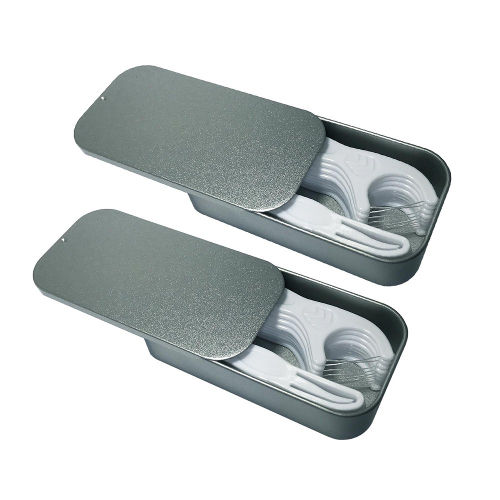 HIROJOY Dental Flosser Portable Case, Store All Floss Picks,Travel Dental Floss Dispenser, Compact Holder for Purse, 2 Pack of 20 Counts fold-Out Floss Picks