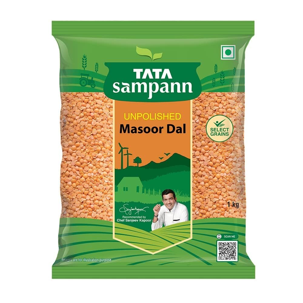 Green Velly Sampann Unpolished Masoor Dal (Split), 1kg