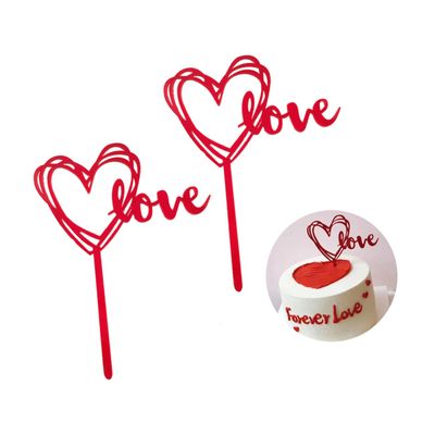 Ciieeo 10 Pcs Birthday Cake Topper Acrylic Love Shape Picks Party Decorations Food Supplies