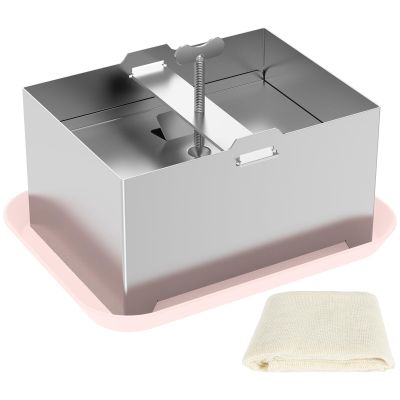 Tofu Press Kit with Water Collecting Tray Tofu Presser for Firm or Extra Firm Tofu Food Grade Plastic Tofu Maker Easily Remove Water from Tofu for More Delicious(Large Size,Silver)