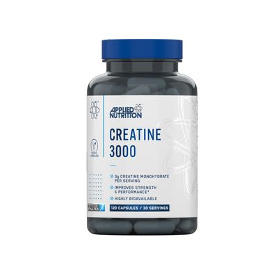 Applied Nutrition Creatine Monohydrate Capsules 3000mg Per Serving  High Strength Gym Supplement for Men & Women  Unflavoured Energy & Performance Support for Workout (120 Capsules  30 Servings)