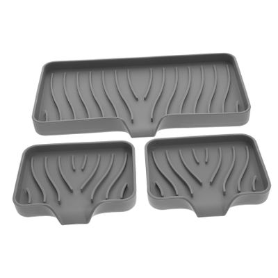 Amosfun 3pcs Self-draining Silicone Soap Dishes Hand Wash Holder Tray Drainage Soap Dish for Bathroom Shower Holder and Easy to Clean