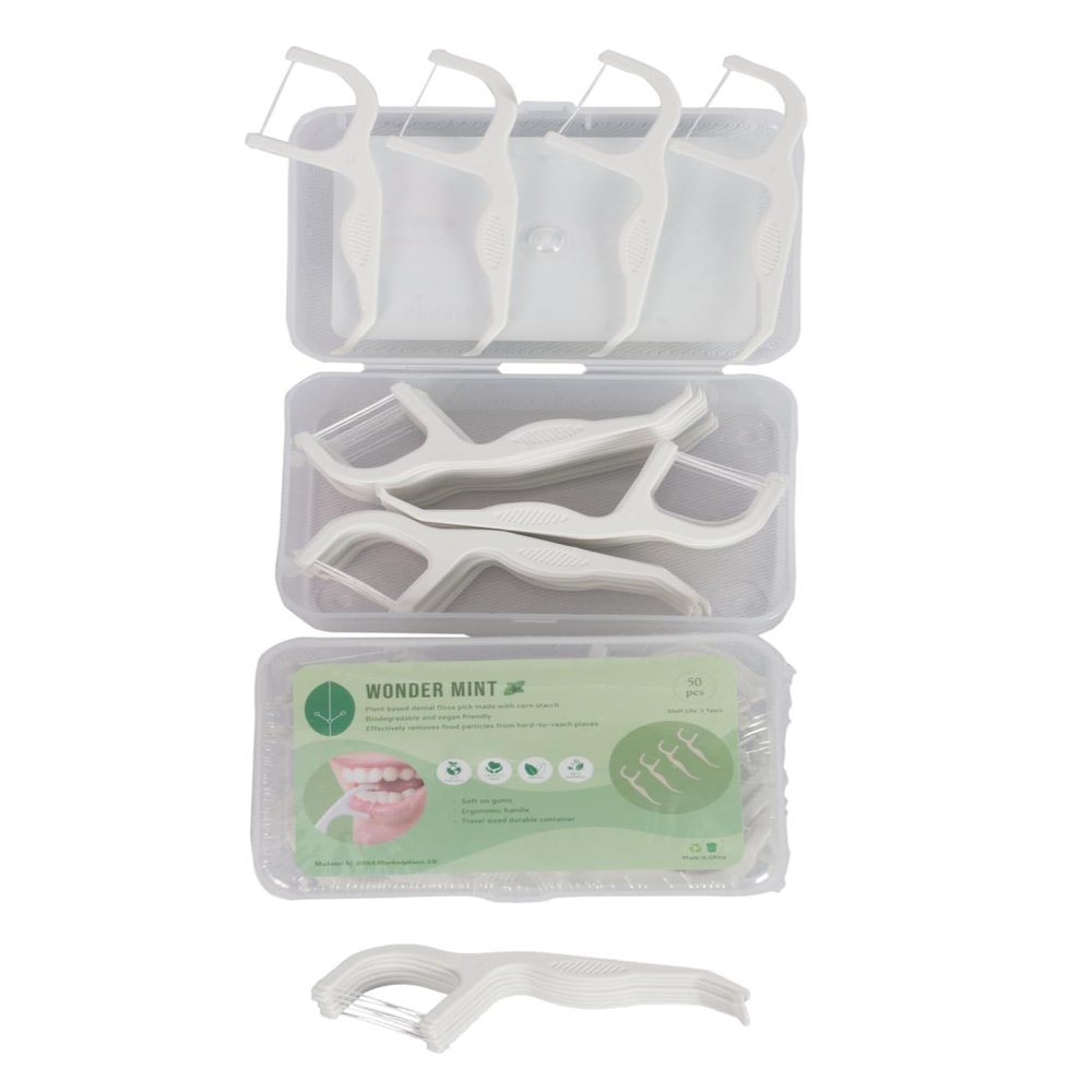 Wonder Mint - Biodegradable, Vegan Friendly & Natural, Plant Based Dental Floss Picks for Adults & Kids