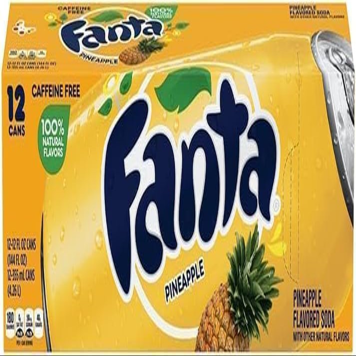 Fanta USA Variety Party Pack 12-24 Cans / 4 Flavours Randomly Sent: Grape, Peach, Strawberry, Pineapple, Berry - Boxed Treatz (355ml, Pack of 24 Cans Pineapple)
