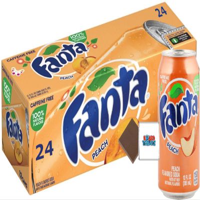 Fanta USA Variety Party Pack 12-24 Cans / 4 Flavours Randomly Sent: Grape, Peach, Strawberry, Pineapple, Berry - Boxed Treatz (355ml, Pack of 24 Cans Peach)