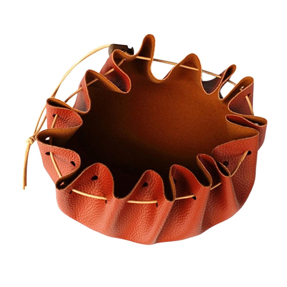  15" Large Leather Drawstring Tinder Pouch Bushcraft Survival Camping Gift, Brown, M