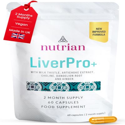 Liver Support & Detox Supplement Milk Thistle Complex with Choline High Strength Formula 60 Vegan Capsules for Liver Health