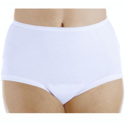 Women's Ladies 100% Cotton Incontinence Pants Washable with PAD Briefs Knickers (Pack of 2) (White, 3XL)