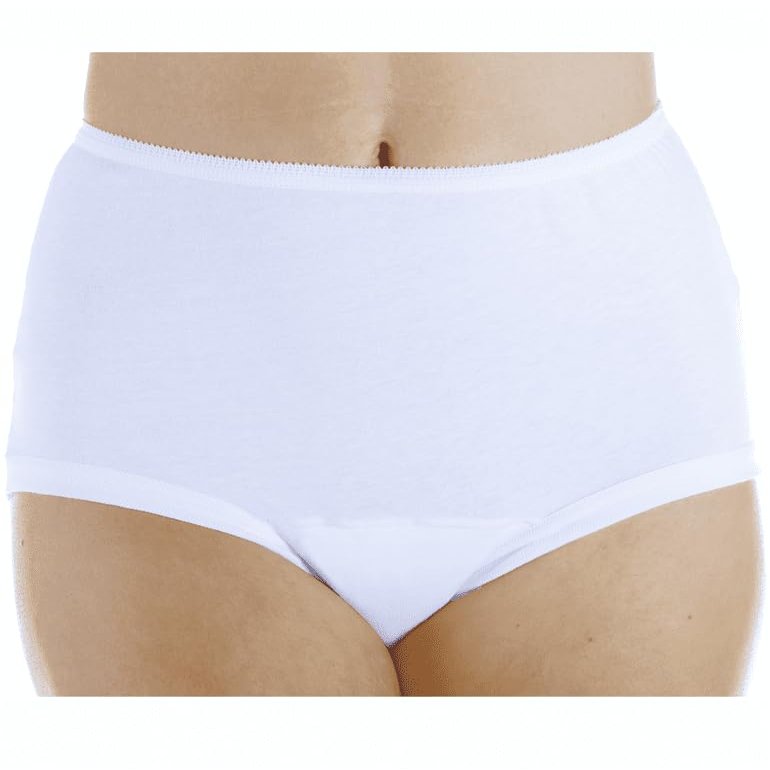 Women's Ladies 100% Cotton Incontinence Pants Washable with PAD Briefs Knickers (Pack of 2) (White, 3XL)